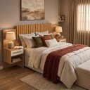 Ver imagem 5 de Cabeceira Bariloche Ripada Design Moderno Duas Mesa Cabeceira Flex para Cama Casal e Queen Nature