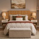 Ver imagem 4 de Cabeceira Bariloche Ripada Design Moderno Duas Mesa Cabeceira Flex para Cama Casal e Queen Nature
