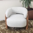 Ver imagem 1 de Poltrona Encosto Curvo Orgânica Duna Linho Larbelle Mesclado com Bege e Camelo