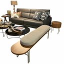 Ver imagem 1 de Banco Esfera 180cm Off White Design Moderno Base em Ferro