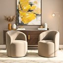 Ver imagem 1 de Kit 02 Poltronas Curva Orgânica Nature Gaia Suede Bege - Montanaris Decor