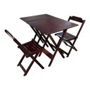 Ver imagem 1 de Jogo de Mesa 70x70 com 2 Cadeiras e Mesa Aparador para Area Gourmet - Imbuia