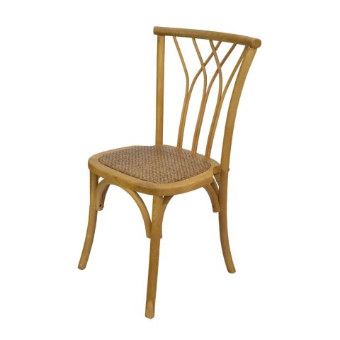 Cadeira Zaira Or Design em Estrutura Base Madeira Clara e Assento em Rattan Natural