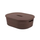 Ver imagem 1 de Cesta com Tampa Pequeno Uena em Polipropileno 40 Cm Marrom Craft Coza 10916/0496