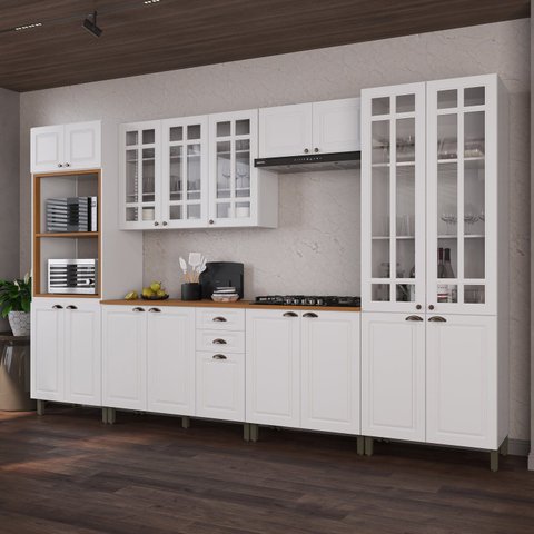 Cozinha Completa 6 Peças Modulada em MDF Bari Branco