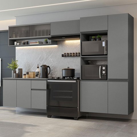 Armário de Cozinha Completa 300cm Suspenso Nice Madesa 06