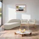 Ver imagem 2 de Kit Divã Luna 185cm Lado Esquerdo e 02 Poltronas Base de Ferro Dourado Bouclé