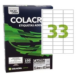 Etiqueta Inkjet Laser A4 Branca 25,4 X 63,5mm 100 Fls Ca4356 - 3