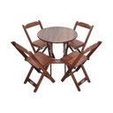 Ver imagem 1 de Mesa Dobrável de Madeira Redonda 70cm com 4 Cadeiras Imbuia - Cor: Marrom