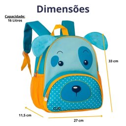 Mochila Infantil Escolar Clio Pet's com Alça Animais Cachorro Gato Pato Pinguim Tubarão Unicórnio Mo - 4