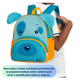 Mochila Infantil Escolar Clio Pet's com Alça Animais Cachorro Gato Pato Pinguim Tubarão Unicórnio Mo - 3