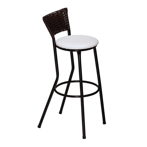 Banco Americano Alta Bar Bistro de Junco Fibra Sintetica:branco/chocolate Mesclado