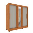 Ver imagem 2 de Guarda Roupa Casal 3 Portas Taiffa Ripado com Espelho e Pés 190cm Yescasa Marrom/Cinamomo/Off White