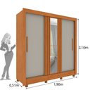 Ver imagem 3 de Guarda Roupa Casal 3 Portas Taiffa Ripado com Espelho e Pés 190cm Yescasa Marrom/Cinamomo/Off White