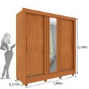 Ver imagem 5 de Guarda Roupa Casal 3 Portas Taiffa Ripado com Espelho e Pés 190cm Yescasa Marrom/Cinamomo/Off White
