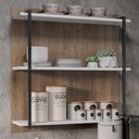 Ver imagem 2 de Prateleira Industrial Cozinha Tripla com Painel Flora M24 Branco/freijó - Mpozenato