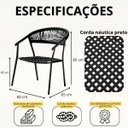 Ver imagem 5 de Kit 6 Cadeiras Duda com Braço em Aluminio e Corda Nautica Preta - Preto
