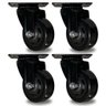 Kit 4 Rodinhas Giratória Refoçada 3 Polegadas Black com Rolamento Anti Risco 400kg 75mm P/ Móveis - 1