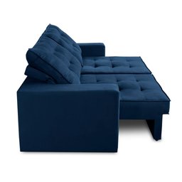 Sofá Retrátil e Reclinável 2 Lugares 1,70m com Molas Giovana Suede Azul Madelina Decor - 7