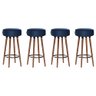 4 Banquetas Azul Redonda Alta 70cm Roma Egmobile - 1
