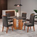Ver imagem 1 de Mesa de Jantar 4 Lugares Nivus Mel/cinza/grafite - Viero Móveis