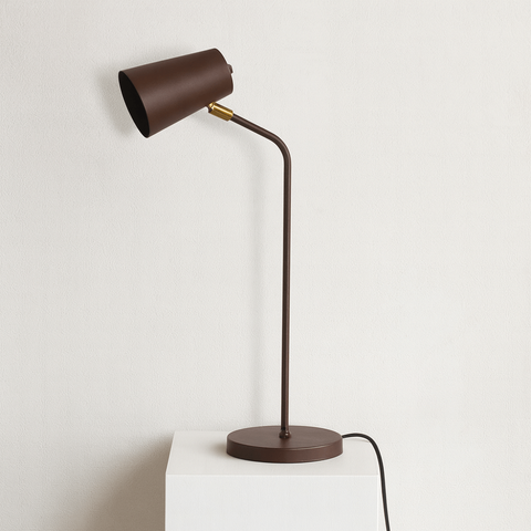 Luminária de Mesa Clara Marrom Corten Articulada E27 Lumim