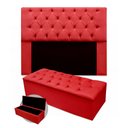 Ver imagem 1 de Kit Cabeceira + Calçadeira Baú Mirage King Size 195cm Suede - Ecotec Decor:Vermelho