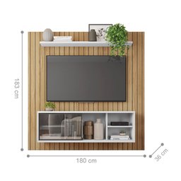 Painel Ripado Para TV Bordeaux Buriti Branco - 4