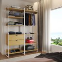 Ver imagem 1 de Closet Industrial Casal Loft 2 Módulos Canela Cabideiro com Gavetas Ferro Branco