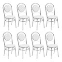 Ver imagem 3 de Conjunto 8 Cadeiras para Cozinha Cromado/Branco