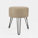 Ver imagem 1 de Puff Banqueta Magnus Redondo Bege Pés de Ferro Preto