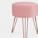 Ver imagem 2 de Puf Puff para Sala e Hall de Entrada Decoração Suede Rosê Pés de Ferro Rosê Gold