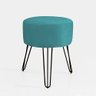 Puff Puff para Decoração Sala de Estar Redondo Azul Tiffany/ Azul Turquesa Pés de Ferro Preto - 1