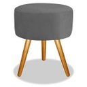 Ver imagem 1 de Puf, Puff para Sala Redondo Pé Palito Suede Cinza Chumbo