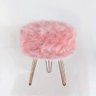 Puf, Puff para Sala, Hall de Entrada, Pelo Alto Rosê Pés de Ferro Rosê Gold - 1