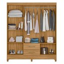 Ver imagem 6 de Guarda Roupa Casal 6 Portas 2 Gavetas 153cm Paraná M07 Freijó - Mpozenato