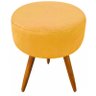 Puff Banqueta Magnus Redondo Amarelo Pés Castanho - 3