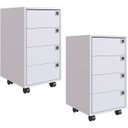 Ver imagem 1 de Kit 2 Gaveteiros para Escritório 4 Gavetas Ob001 Branco Pp Milani Store