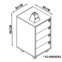 Ver imagem 3 de Kit 2 Gaveteiros para Escritório 4 Gavetas Ob001 Branco Pp Milani Store