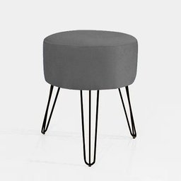Puf Puff para Sala e Hall de Entrada Decoração Cinza Pés de Ferro Preto - 1