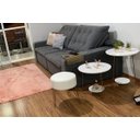 Ver imagem 3 de Puff Puff Redondo Branco Pés Aramado Rosê Gold