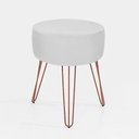 Ver imagem 1 de Puff Puff Redondo Branco Pés Aramado Rosê Gold