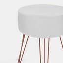 Ver imagem 2 de Puff Puff Redondo Branco Pés Aramado Rosê Gold