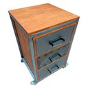 Ver imagem 7 de Gaveteiro Mesa de Cabeceira Estilo Industrial 3 Gavetas 4 Rodízios Ferro Pu Madeira Cor Castanheira