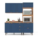 Ver imagem 5 de Cozinha Pérola com Tampo Completa Modulada 3 Peças Azul/Freijó