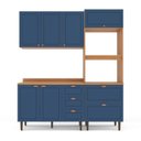 Ver imagem 2 de Cozinha Pérola com Tampo Completa Modulada 3 Peças Azul/Freijó