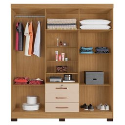 Guarda Roupa Casal Imperatriz Carvalho Americano Off White - Incorplac - 2