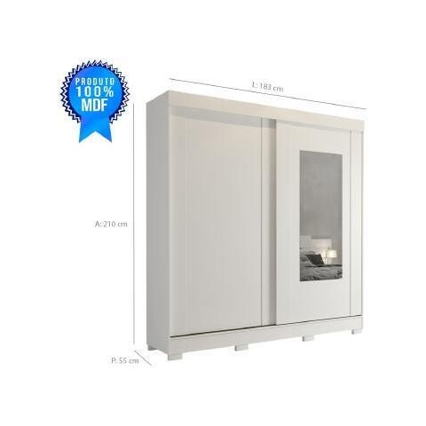 Guarda-Roupa Roupeiro Panan Ilheus 2 Portas 3 Gavetas com Espelho