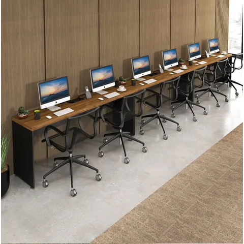 Mesas de Escritório Plataforma 6 Lugares Modelo Side To Side - 5,40 X 0,45 com Caixa Tomada - Málaga