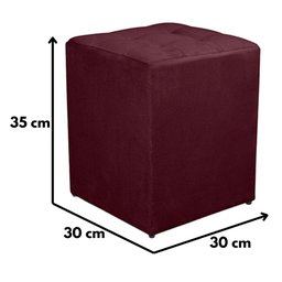 Puff Quadrado Decorativo Suede Bordo Casa da Poltrona Antony - 3